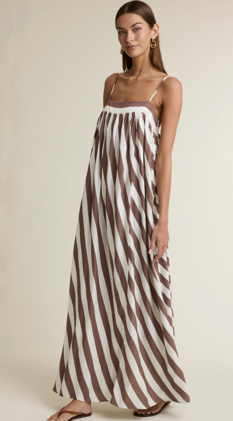 Brown Striped Maxi Dress