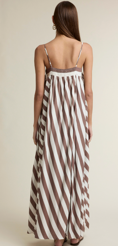 Brown Striped Maxi Dress