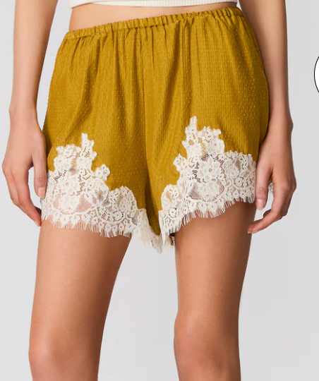 Satin Lace Short by Steve Madden (available in Cream, Blue or Mustard)