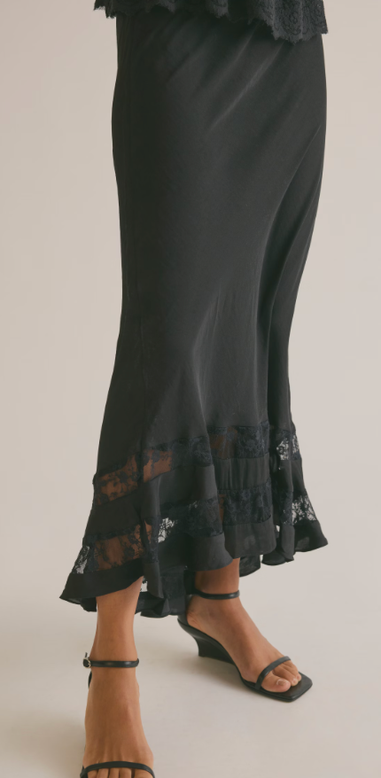Long Lost Lover Black Slip Maxi Skirt by Free People