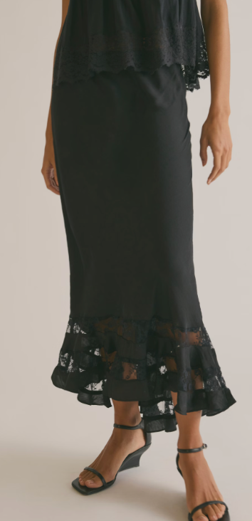 Long Lost Lover Black Slip Maxi Skirt by Free People