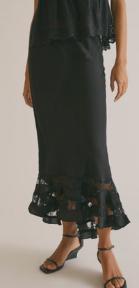 Long Lost Lover Black Slip Maxi Skirt by Free People