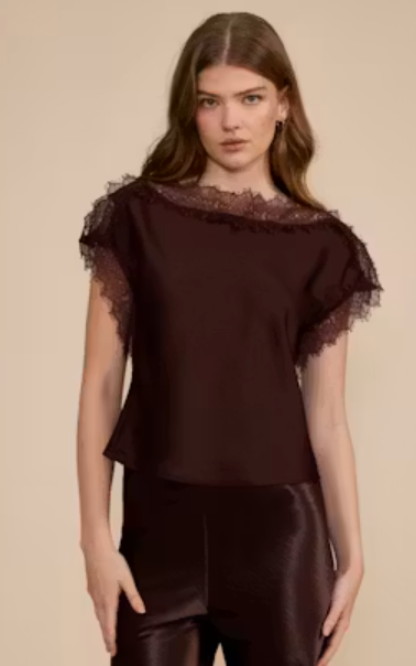 Brown Lace Top By Lucy Paris
