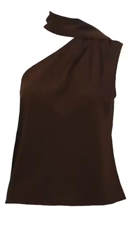Brown Halter Scarf Tie Top by Lucy Paris