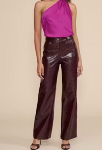 Marroon Vegan Leather Pant by Lucy Paris