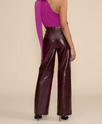 Marroon Vegan Leather Pant by Lucy Paris