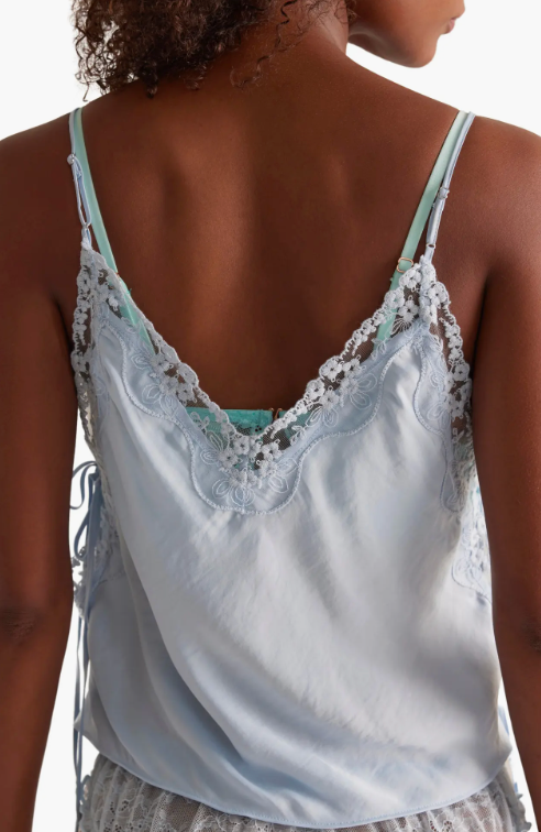 Something Like You Blue Satin Tank Top by Free People