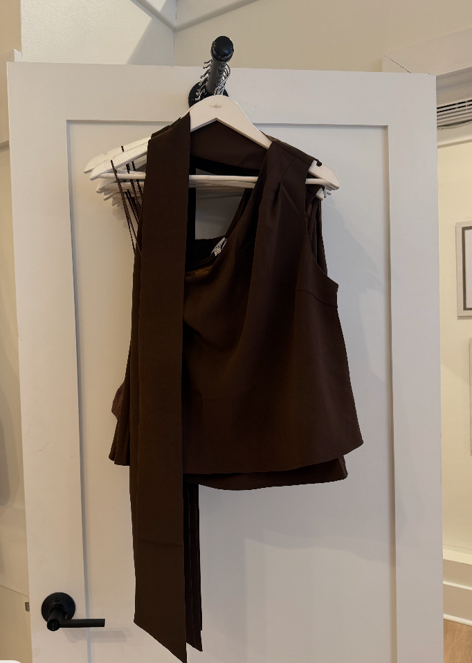 Brown Halter Scarf Tie Top by Lucy Paris