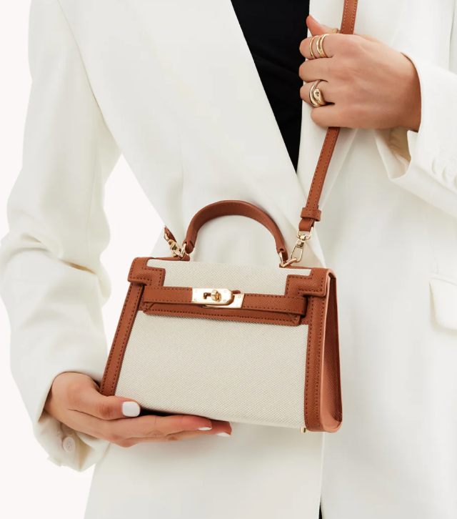 Brown and Canvas Bag by Billini