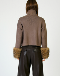 Hadley Faux Fur Trim Sweater by Line and Dot