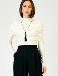 Angeli Long Sleeve White Top by Line and Dot