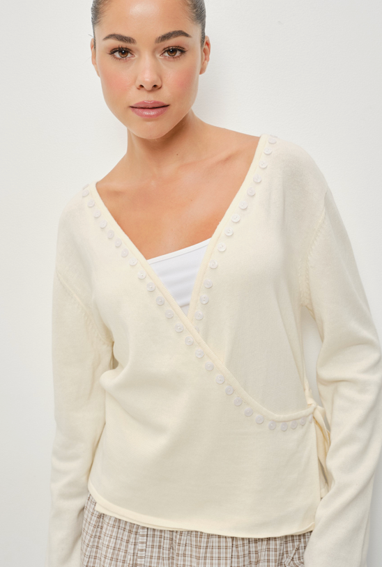 Button Cardigan Wrap Sweater