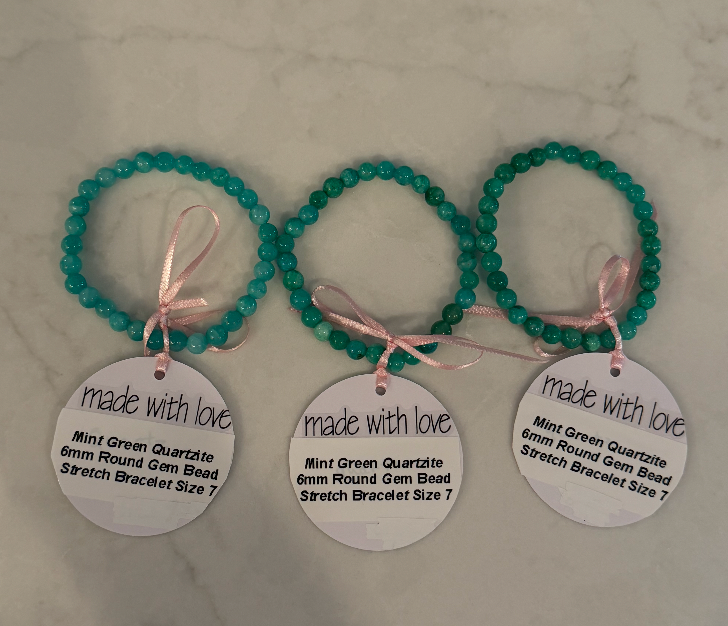 Mint Green Quartzite Beaded Bracelet by Kimberly Aman