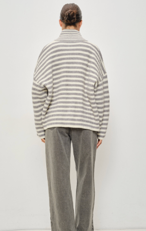 Striped Zip Up Sweater