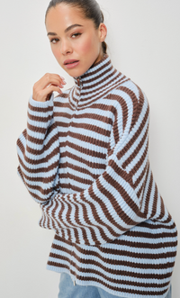 Striped Zip Up Sweater