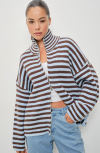 Striped Zip Up Sweater