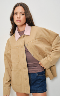 Barn Jacket with Pink Collar