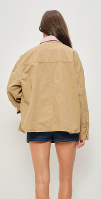 Barn Jacket with Pink Collar