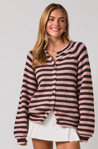 Striped Button Down Sweater (available in pink or brown)