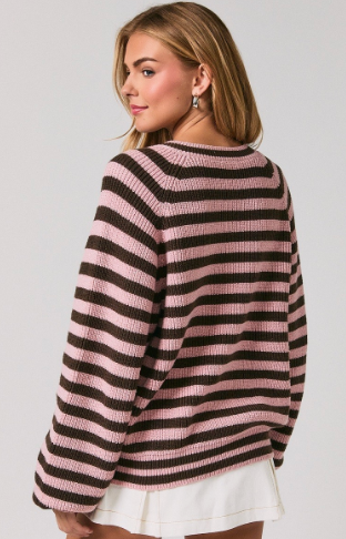 Striped Button Down Sweater (available in pink or brown)