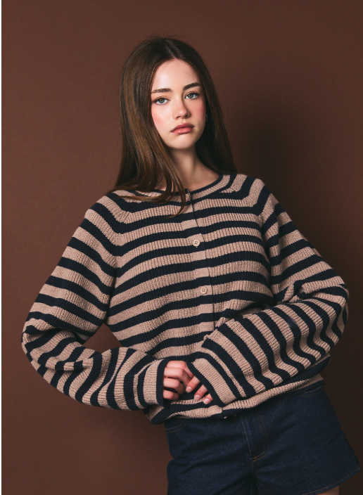 Striped Button Down Sweater (available in pink or brown)