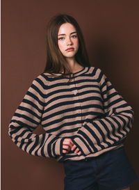 Striped Button Down Sweater (available in pink or brown)