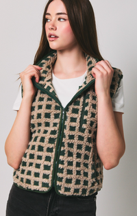 Gingham Fleece Vest