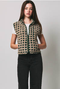 Gingham Fleece Vest
