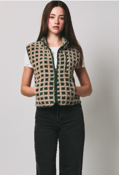 Gingham Fleece Vest