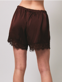 Brown Satin Lace Shorts