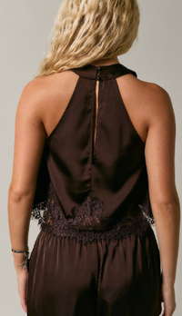 Brown Satin Lace Top