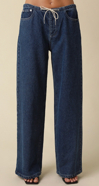 Drawstring Wide Leg Jeans