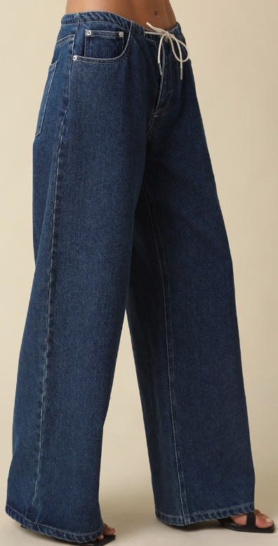 Drawstring Wide Leg Jeans