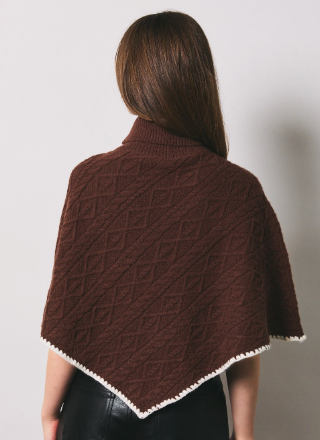 Brown Turtleneck Poncho Sweater