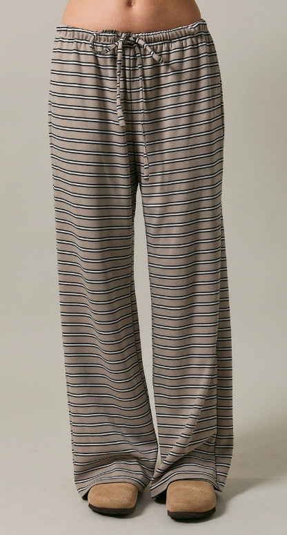 Striped Mid Rise Wide Leg Loungepant