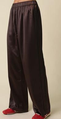 Brown Satin Track Pants