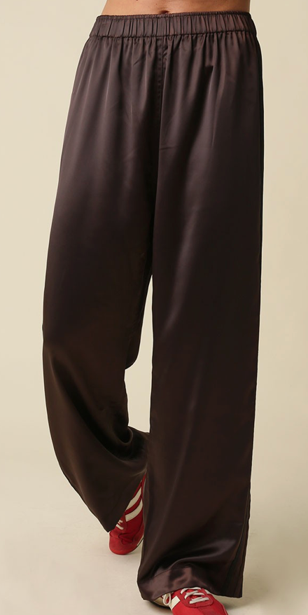 Brown Satin Track Pants