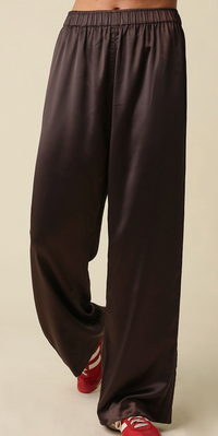 Brown Satin Track Pants