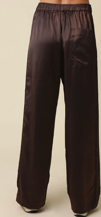 Brown Satin Track Pants
