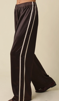Brown Satin Track Pants