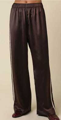 Brown Satin Track Pants