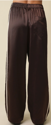 Brown Satin Track Pants