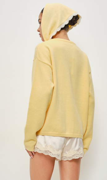 Yellow Button Down Sweater and Scarf Set