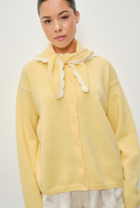 Yellow Button Down Sweater and Scarf Set