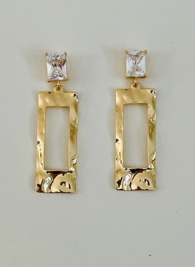 Cubic Zirconia Rectangle Dangle Earrings by Charzie Jewelry