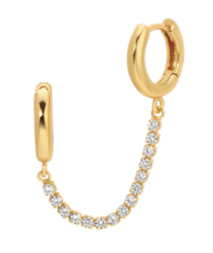 Double Piercing Tennis Earring by Jurate