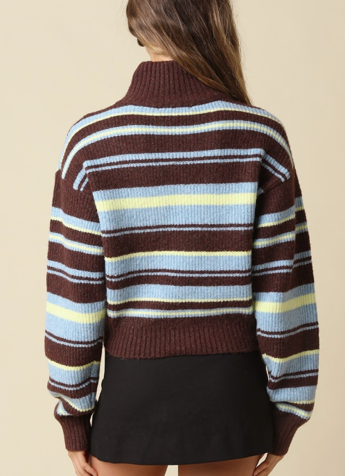 Striped Zip Up Sweater