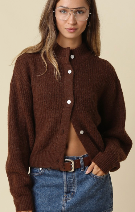 Brown Button Down Cardigan Sweater