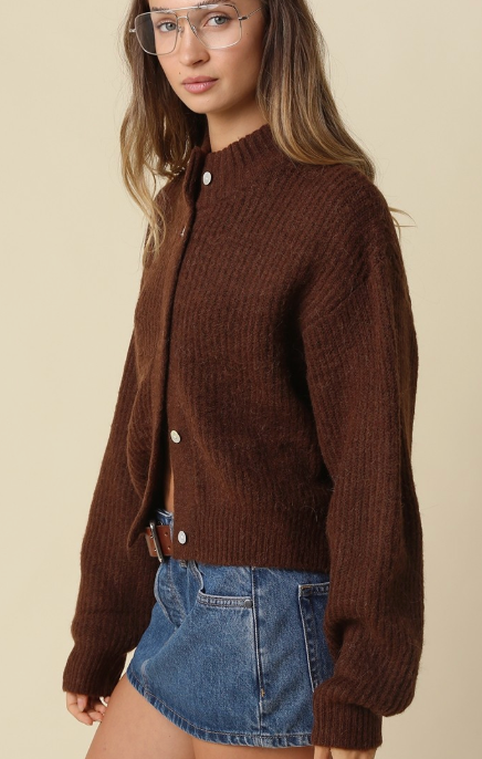 Brown Button Down Cardigan Sweater