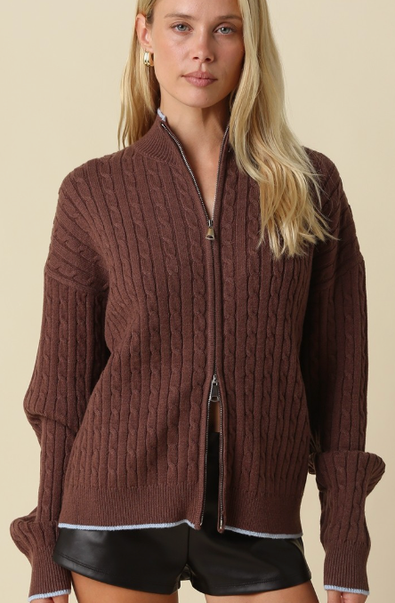 Zip Up Sweater (available in brown or grey)